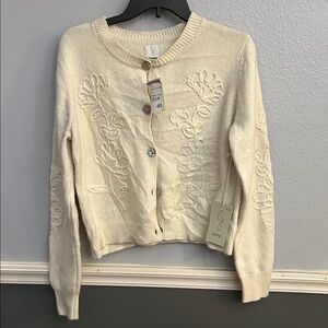 Joie Ivory Floral Embroidered Cardigan